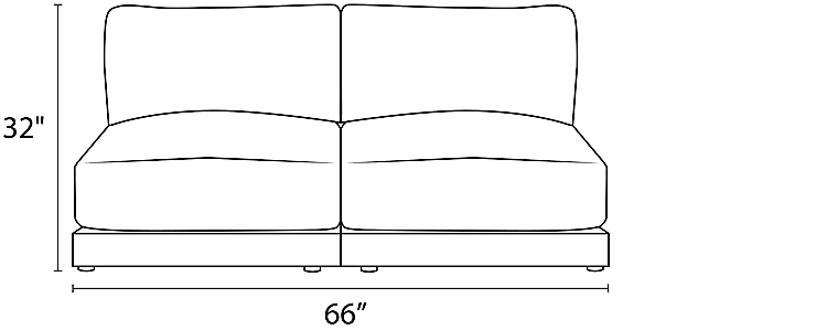 Clemens Armless Sofa Dimension Drawing.